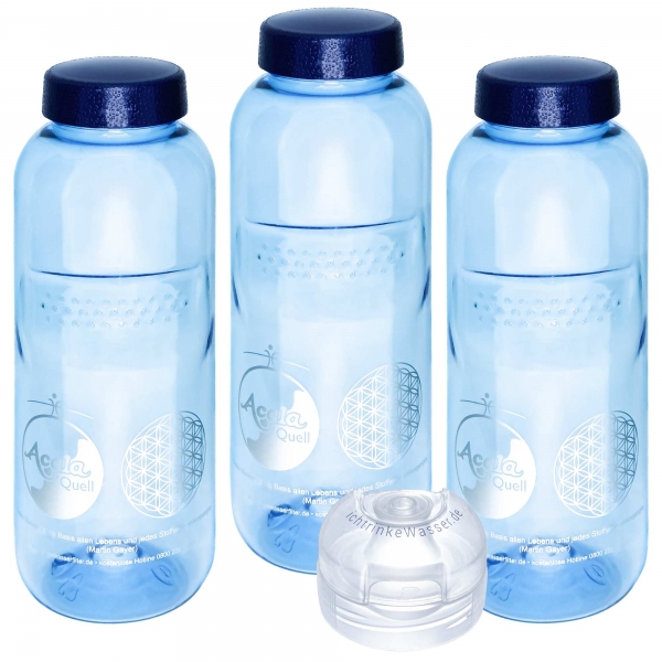 ritan Trinkflasche 0,5 Liter Set - die Blume des Lebens ist auf der Tritanflasche aufgedruckt